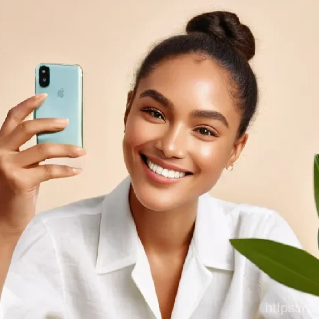 소셜 미디어에서의 지속 가능한 뷰티 트렌드 - **Image Prompt: A diverse female beauty influencer in her late 20s to early 30s, smiling authentical...