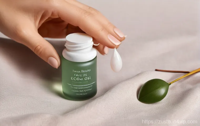 친환경 뷰티 제품의 효과적인 사용법 - **Prompt:** A serene, sunlit close-up shot of a young woman with a radiant, healthy complexion, gent...