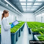 사회적 책임을 다하는 뷰티 브랜드 - A modern eco-friendly beauty production facility powered by solar panels, showcasing workers in sust...